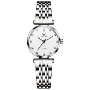 OLEVS 5596 Women Quartz Fashion Watch Gift Stainless Steel Watchband Round-dial Wristwatch