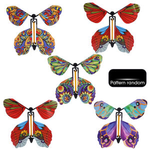 1-10Pcs Magic Flying Butterflies Wind Up Toy In The Sky Bookmark Greeting Cards Rubber Band Powered Kids Props Surpris Butterfly Gift