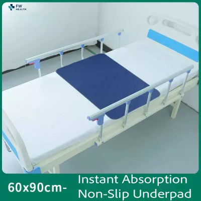 🇸🇬【SG Dliver】Incontinence Bed Pad Navy Blue– Waterproof Washable Mat for Adults 5-Layer Protection Non-Slip Reusable Sheet Protector Soft Skin-Friendly Comfort
