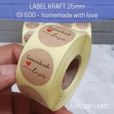 Stiker Label Kraft Sticker Enjoy Baked Homemade Handmade Thank You 25mm isi 500