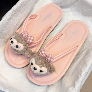 [Free Shipping] Womens summer flip-flops 25 new model solid color comfortable thick-soled flat-heeled waterproof non-slip versatile super cute for photos