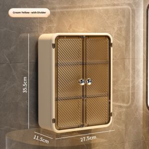 Tủ đựng giấy vệ sinh gắn tường hiện đại có cửa trong suốt và kệ lưu trữ cho việc sắp xếp phòng tắm gọn gàng