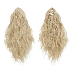 NBANLIKE Perm ngô Tóc giả đuôi ngựa kẹp móng vuốt Phần mở rộng tóc đuôi ngựa Ombre Tóc đuôi ngựa xoăn sóng cao cấp Sợi chịu nhiệt Giả mạo Tóc đuôi ngựa dành cho phụ nữ