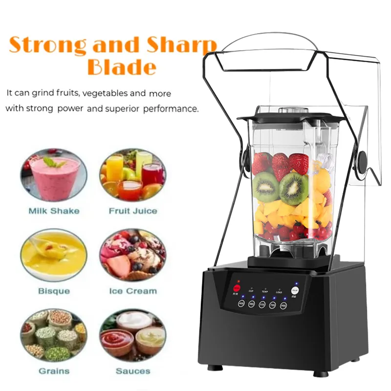 Commercial Blender with Cover for Smoothie Shake Juice Ice Blender