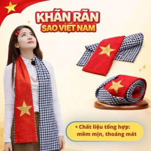 [2/9] Khăn Rằn Nam Bộ Cờ Đỏ Sao Vàng Thêu Ngôi Sao Quàng Cổ Du Lịch Biểu Diễn Văn Nghệ Vải Mềm Mịn Phụ Kiện Yêu Nước