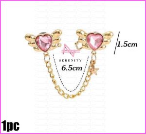 SERENITY 1pcs Angel Wings Love Heart Shaped Waist Buckles Metal Waist Tightening Button Free Sewing