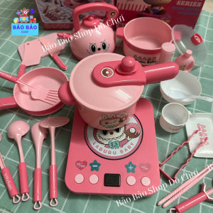 Bộ Đồ Chơi Nhà Bếp Bộ Nấu Ăn Labubu Cho Bé 22 Chi Tiết có Bếp Dùng Pin Cho Bé