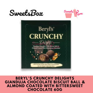 Sweetsbox | Beryls Crunchy Delights Gianduja Chocolate Biscuit Ball & Almond Coated With Bittersweet Chocolate 60g - Coklat Almond Rangup Halal