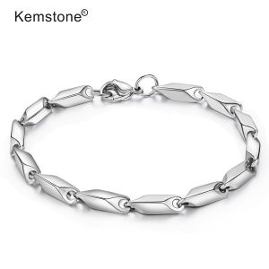 Kemstone 4mm Silver Plated Simple Stainless Steel Chain Bracelet For Men