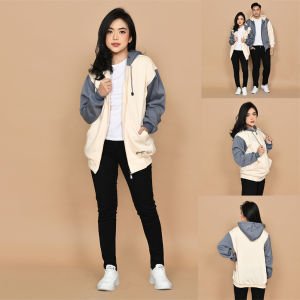 Hoodie Zipper Pria Wanita Polos Combinasi Two Tone Premium Platinum World