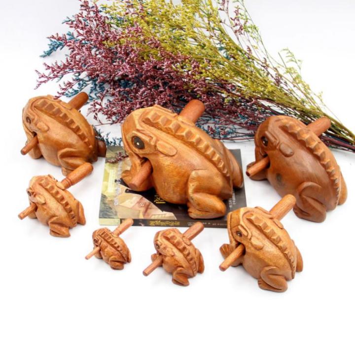 [Hot K] 4 Sizes Wooden Lucky Frog Toy Animal Frog Crafts Clackers Kids ...