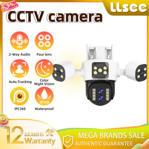 LLSEE 8K 16MP Four lens WIFI CCTV Camera 10X Hybrid Optical Zoom Home Security Camera Outdoor Waterproof Full color Night Vision 24-hour Video Network Camera (APP: IPC360 Home)