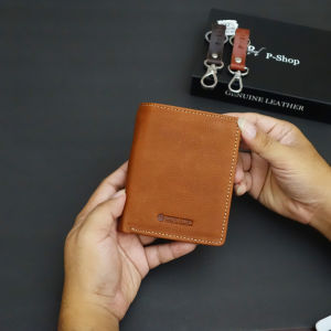 Fifteen Sixteen กระเป๋าสตางค์ หนังแท้ 100% กระเป๋าสตางค์ผู้ชาย ทรงตั้ง 4 พับ Wallet จุเยอะ หนังชาร์มัว นุ่ม genuine leather มีรับประกัน