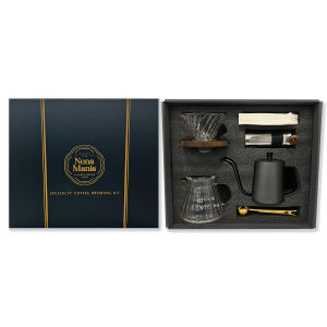 Hand Grinder Coffee Set Full Set Household Small Coffee Bean Grinder Pot Spoon Filter paper 6pcs set / Manual Kopi set