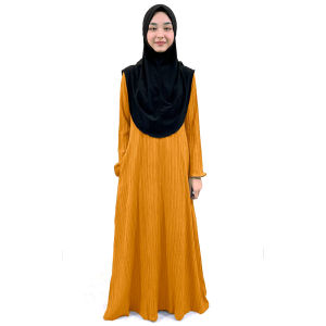 Jubah Abaya Pleated Umrah Haji Muslimah Ironless Comfy Plus Size Dress S to 6XL