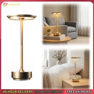 Winnereco Rechargeable Metal Table Lamp with 3 Color Modes Wireless Reading Lamp for Indoor Outdoor Restaurant Living Room Bedroom