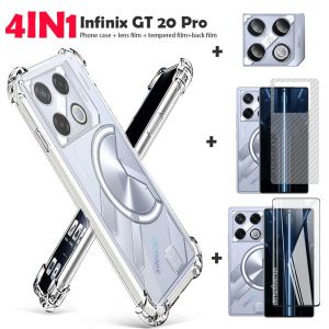 4IN1 For Infinix GT 20 Pro phone Case GT 20 pro Anti-Spy Privacy Tempered Glass Ceramic Soft Film+Lens Film+Back Film +ransparent Phone Cases