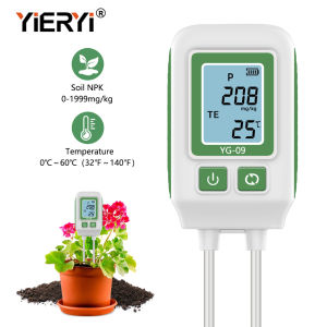 Yieryi Nitơ/phốt pho/kali 0-1999mg/kg -10 ℃ ~ 80 ℃ dụng cụ kiểm tra đất kỹ thuật số với màn hình LCD đèn nền cho làm vườn vườn cây ăn trái cây trồng trong chậu cây giống trồng nông nghiệp.