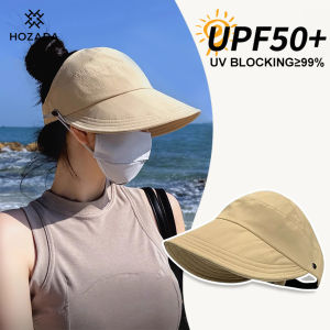 HOZADA Women Sun Cap Sun Visor Hat Half Empty Top Large Brim Summer Visor Cap Women High Ponytail Baseball Cap Sunscreen Cap Outdoor Urban Sports Sun Protection Hat Can Wear Mask for Outdoor Travel