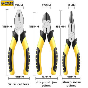 Heavy Duty Pliers 3pcs pliers heavy duty 6 inch wire pliers broken wire sharp nose pliers vise tiger skin handle hardware hand tools 6 Inches Heavy Duty Pliers Tool set