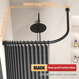 ZiinLife Arc Shower Curtain Rod Non-Punching Rustproof Retractable Stainless Steel Shower Curtain Rods