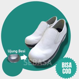 SEPATU SAFETY PUTIH SEPATU KERJA LABORATORIUM SAFETY UJUNG BESI UKURAN 36-43
