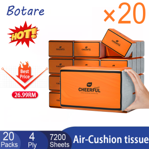 【20 Packs】Botare Air-Cushion Household Tissue Paper 4-Ply 7200 Sheets Soft facial tissue 175x155mm High quality Deluxe Comfort