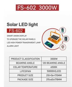 FUJISHIN 6000w Solar Emergency Light Solar Light Outdoor Waterproof Solar LED Flood Light Flashlight