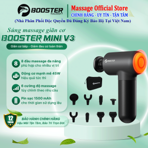 Súng massage cầm tay Booster MINI V3 - 6 tốc độ 4 đầu massage nhiệt nóng giảm đau cơ giãn cơ sâu phục hồi nhanh