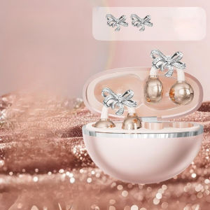 True Wireless Earbuds Bluetooth Earphone Ear-clip Noise-Cancelling Earphone Al Smart Real-Time Translation Cute Bow earrings Earbuds Long Battery