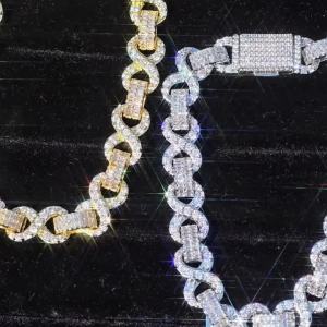 HHIOK Iced Out Infinity Link Bracelet for Men Women Hip Hop Bling CZ Diamond Cuban Chain Bracelet Gold Silver Color Jewelry