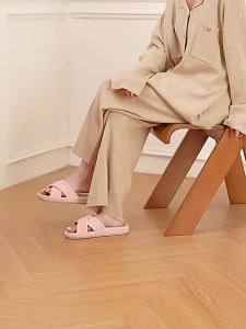 New Japanese-Style Linen Cross-Strap Home CoupleS Non-Slip Dust-Resistant Silent Sweat-Absorbing Slippers