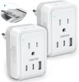 2 Pack European Travel Plug Adapter, VINTAR Foldable International Power Adapter with 2 AC Outlets 3 USB Charging Ports(2 USB C), Type C Power Adaptor to Most Europe Italy Spain France Iceland Germany. 