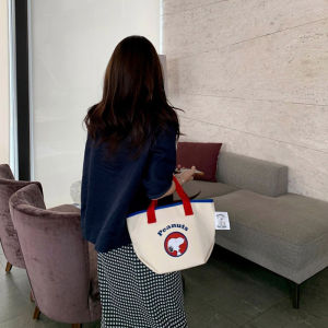 Korean Dongdaemun canvas bag for women ins Single-shoulder large-capacity cute cartoon Snoopy tote bag