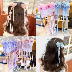 ✅100% Original Mixx Childrens Braided Hair Ponytail Streamer Hair Band Female Tied Butterfly Pearl