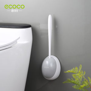 Ecoco Toilet Brush Wall mounted Silicone Toilet Bowl Cleaner Brush with Holder for Bathroom Spring Open and Close