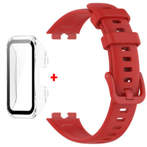 Strap+Glass Case for Huawei Band 10 Accessories Replacement Bracelet Screen Protector Soft Silicone Wristband for Huawei Band 9 8
