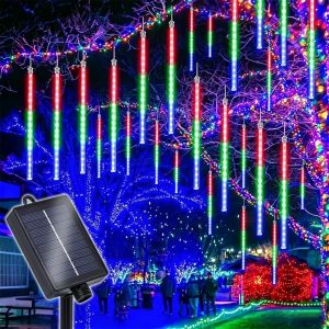 4.5M Solar Meteor Shower Rain Lights Outdoor Waterproof 8 Tube Fairy String Light for Christmas