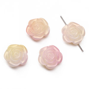 20Pcs 19mm Acrylic Fantasy Gold Gradient Colorful Rose Flower Beads Charms for Jewelry Making DIY Bracelet Keychain Phone Chain Accessories