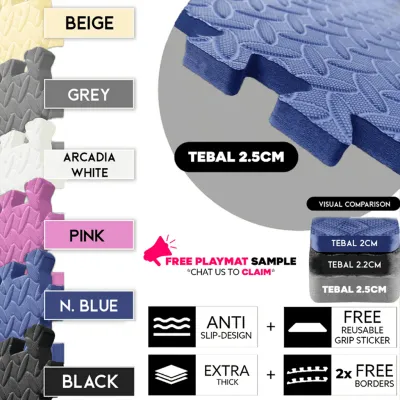 BabyBloo Baby Playmat 60x60x2.5CM (Left Side) EVA Thick Foam Play Mat Puzzle Carpet Mat Bayi Puzzle Floor Carpet Karpet
