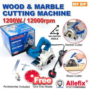 Allefix Marble Cutter Diamond Cutter Machine 4" 1200w For Cutting Marble Tile Concrete Or Wood Cutting Machine FREE 1 Cutting Disc Blades / Cutting Woodworking Marble Machine Power Stone Cutting Machine Marble Saw Machine