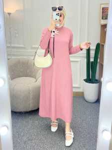 gamis wanita muslim kaos knit rajut terbaru bayar ditempat