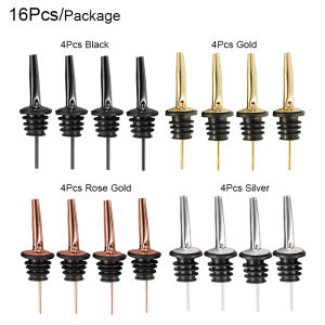 16pcs Black/Rose Gold Pourer Cork Stainless Steel Wine Bottle Stopper Bartender Wine Corks Cocktail Bar Accessorie