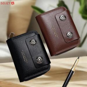 🚚【Local Express Delivery】🚚 High-Quality PU Leather Mens Short Wallet Multi Slot Zipper Purse Portable Large Capacity Card Bag