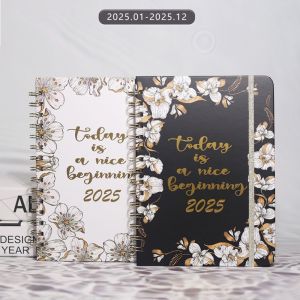 LEIFNYDI Agenda 2025 A5 English Notebook Diary Weekly Plan Goal Habit Schedules Flowers Schedule Planner Colorful To Do List Diary Weekly Planner Stationery
