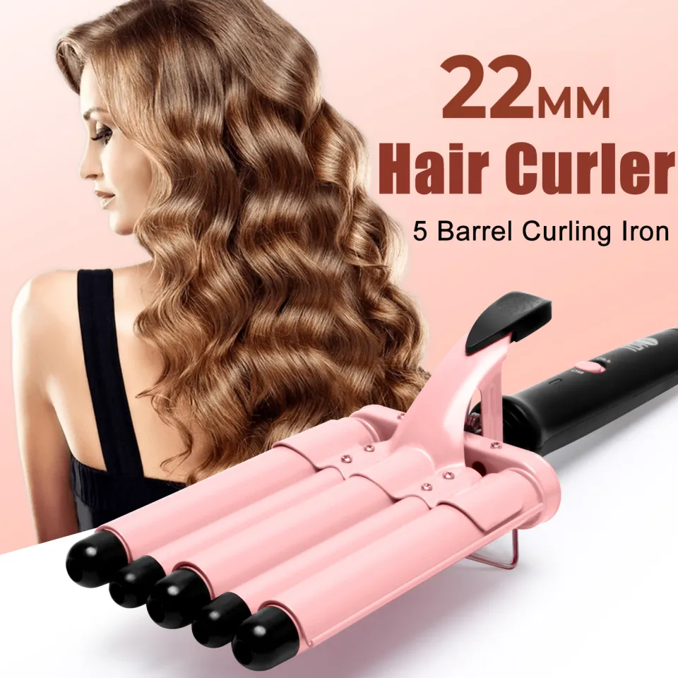 Curly hair iron 22mm hair curler Ceramic Five Barrel Stylers Hair Curlers Styling Tools rambut kerinting Lazada