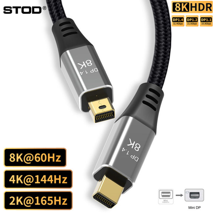 STOD Mini Display Port Cable Mini DP Cord Main to Main MiniDP Ultra HD  Video Minidisplay Port Wire 8K 60Hz 4K 2K 144Hz 165Hz Not Thunderbolt For 