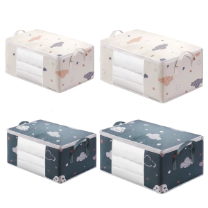 Large Capacity Storage Container For Blankets Pillows Seasonal Clothing Organizer with Ergonomic Carry Handle