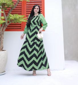 Gamis Wanita Terbaru Motif Salur Bahan Adem Dan Halus Ukuran Standar All Size Realpik