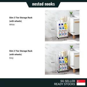 Slim Trolley with Wheels Kitchen Bathroom Storage Rack Narrow Gap Movable Trolley Rack Shelf Multi Purpose Toilet